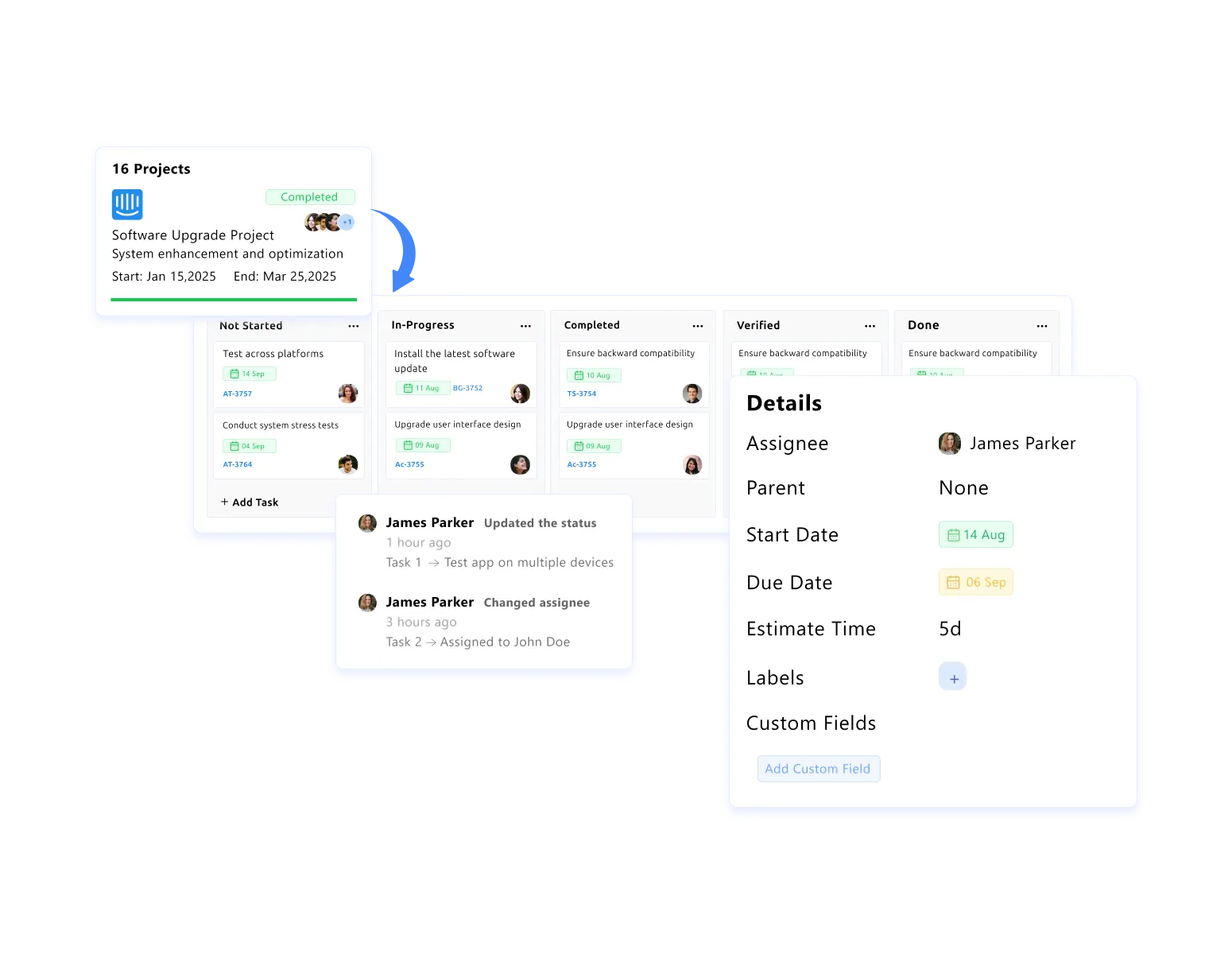 detailed work log reports dashboard